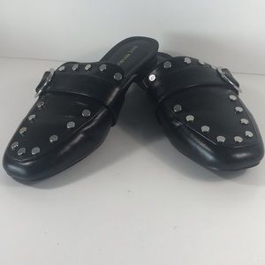 Faux leather black flats